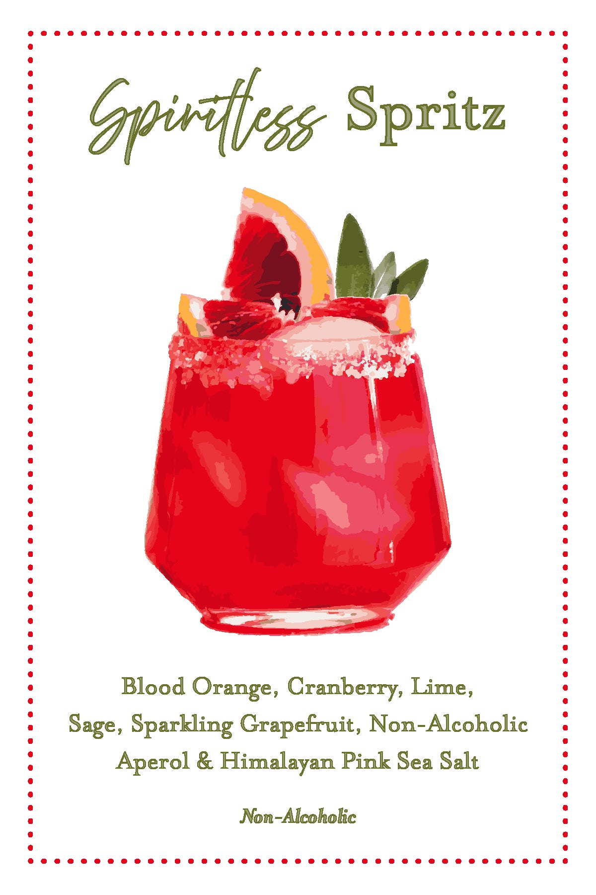 Non-Alcoholic Mocktail 4x6 Menu Cards | FREE DOWNLOAD