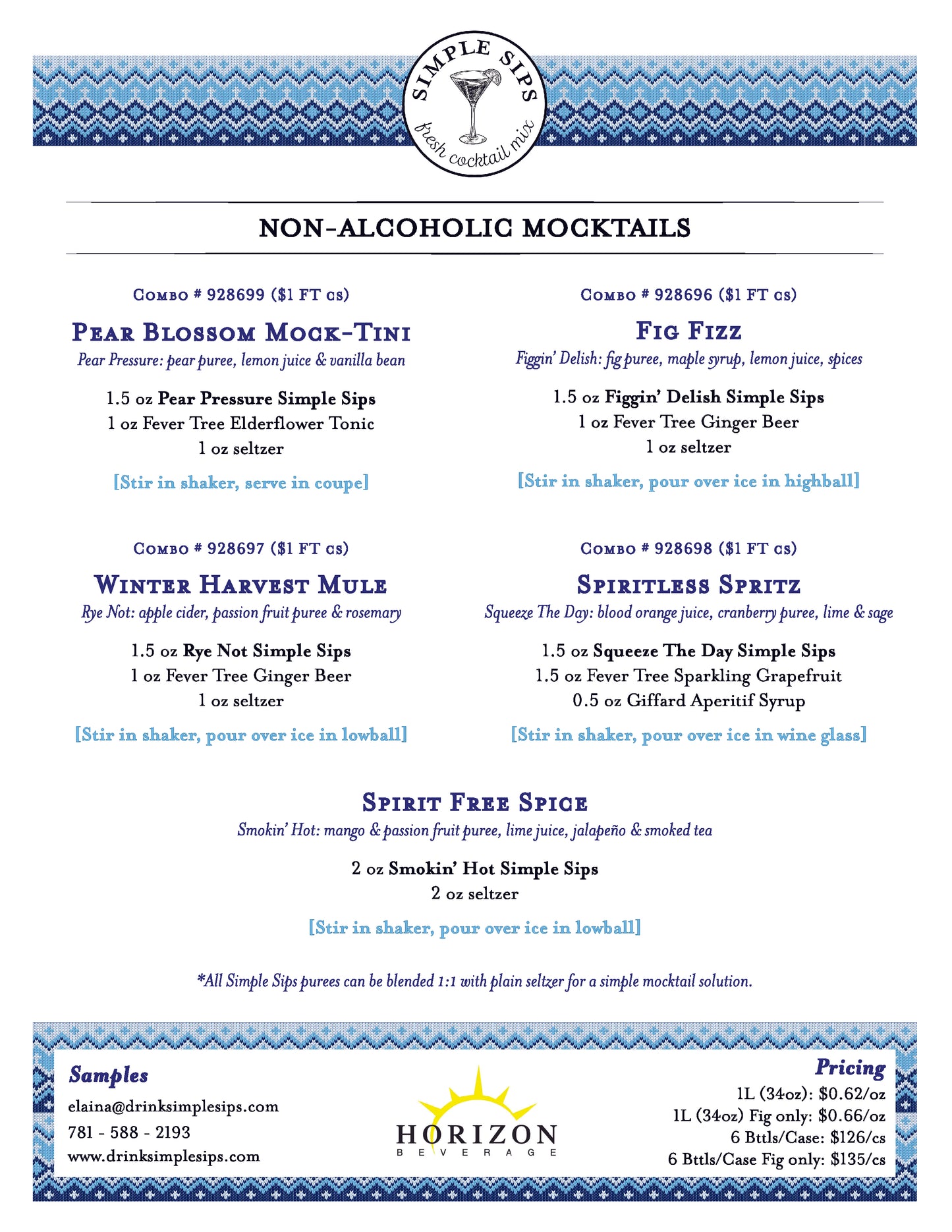 Non-Alcoholic Mocktail 4x6 Menu Cards | FREE DOWNLOAD