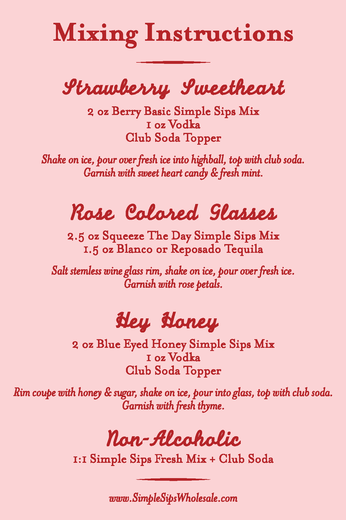 Pretty Pink Drinks 4x6 Menu Card | FREE DOWNLOAD